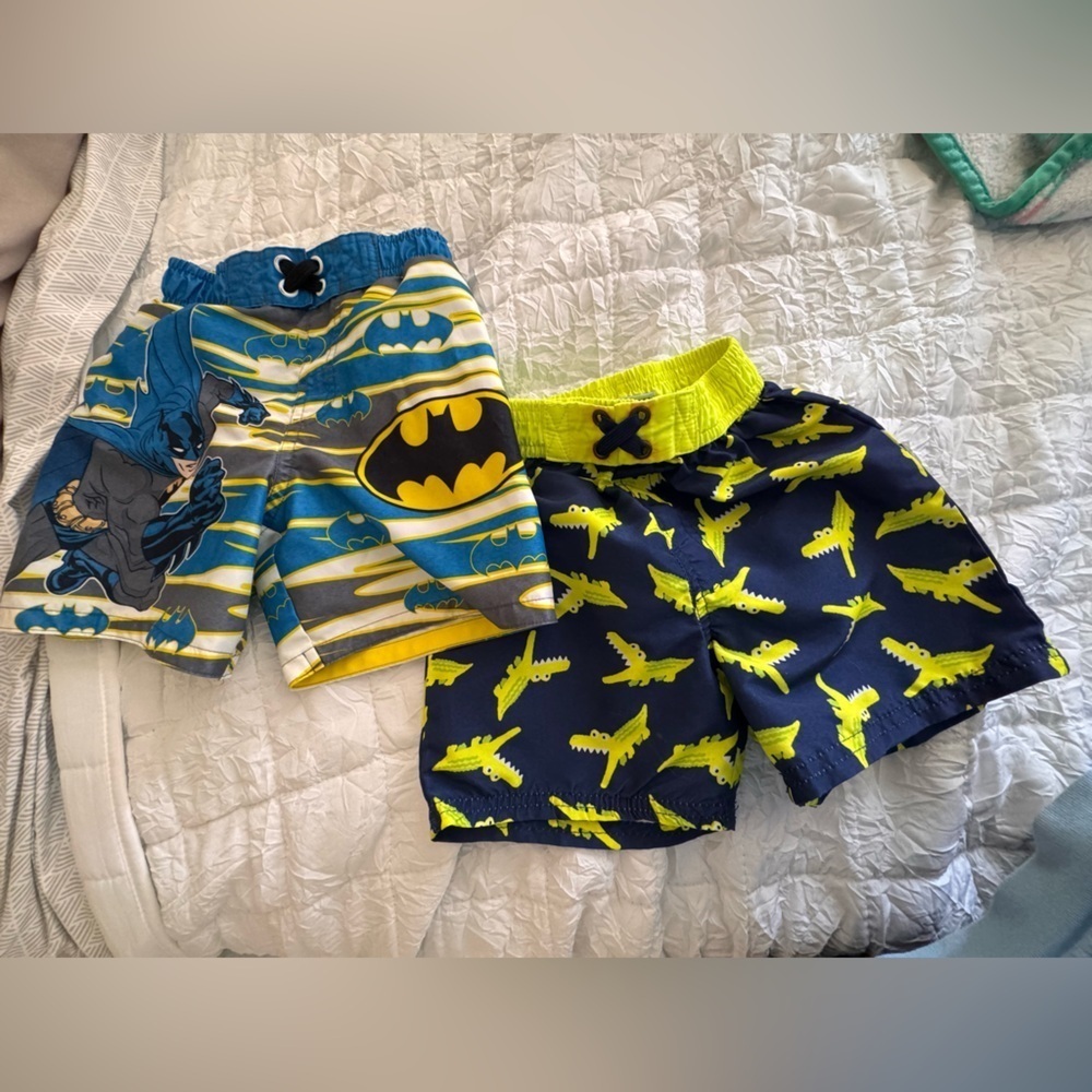 Batman and Alligator Themed Boys' Swim Shorts